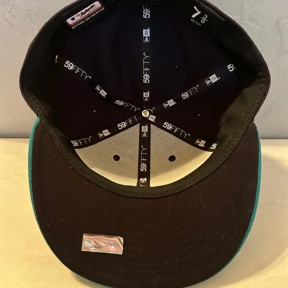 Seattle Mariners Hat Cap Fitted Mens 7 3/8 Navy Teal MLB Baseball New Era - Picture 5 of 8